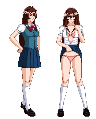 bra brown_eyes brown_hair creatures_(company) game_freak giselle_(pokemon) lingerie loafers lowres nintendo pikuretto pink_bra pixel_art pokemon pokemon_(anime) pokemon_(classic_anime) self_upload solo solo_female underwear yuutou_seiyo