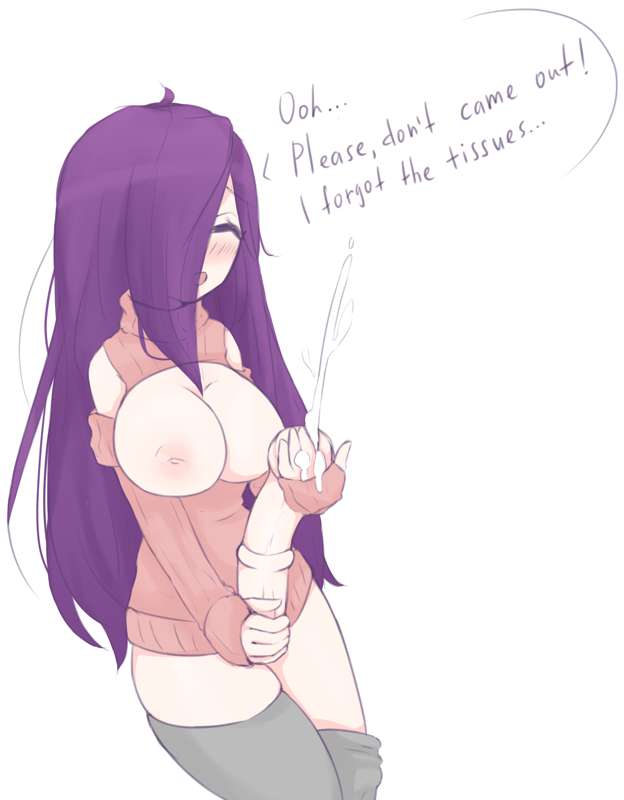 1futa, animal genitalia, areolae, balls, bottomless, breasts, clothed, clothing, cum, ejaculation, erection, futa only, futanari, hair over one eye, horsecock, human, human with animal genitalia, human with horsecock, intersex, light skin, light-skinned futa, long hair, masturbation, mayu (poduu), nipples, orgasm, partially clothed, penis, poduu, purple hair, ruined orgasm, solo, standing, unwanted cumshot