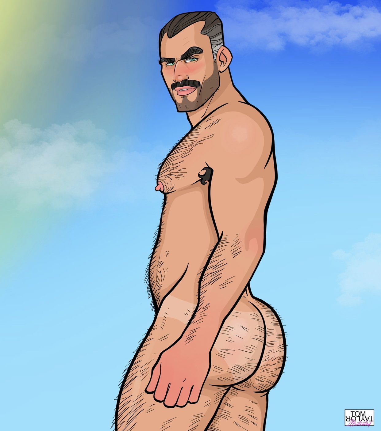 ass ass daddy dilf hairy looking_at_viewer male male_only muscles muscular muscular_male tom_taylor_illustrated