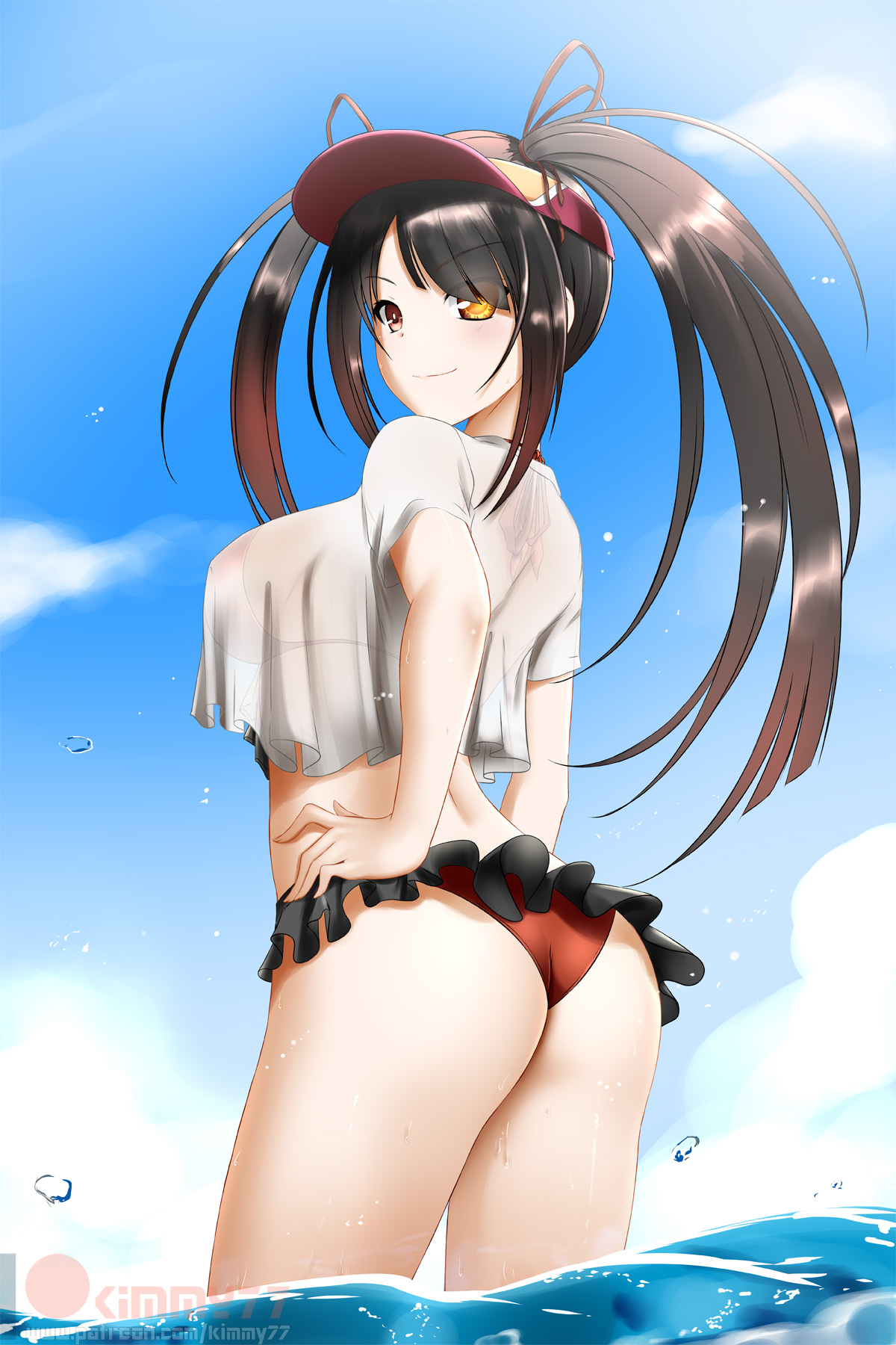 1girls, big breasts, breasts, date a live, female, huge breasts, kimmy77, looking at viewer, nipples, solo, tagme, tokisaki kurumi
