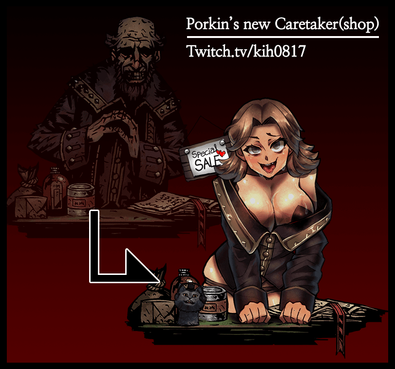 big_breasts darkest_dungeon kih0817 mod open_mouth pasties porkin seductive_mouth shopkeeper sweaty