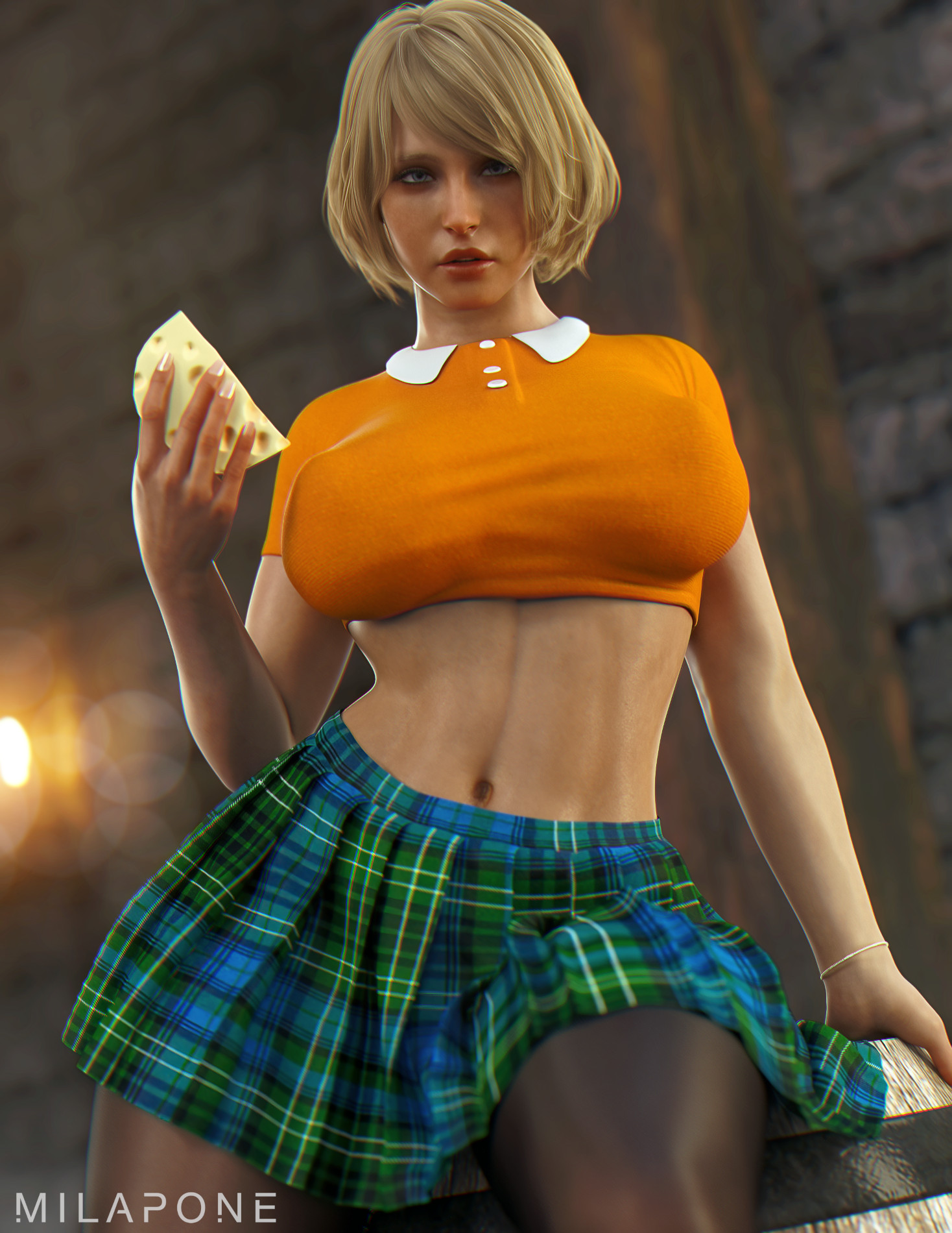 1girls, 3d, ashley graham, ashley graham (ella freya), big breasts, breasts, busty, capcom, cleavage, curvaceous, curvy, curvy figure, digital media (artwork), eyebrows, eyelashes, eyes, female, female focus, female only, fit, fit female, hair, hips, hourglass figure, huge breasts, human, large breasts, legs, light skin, light-skinned female, lips, long fingernails, metallic nail polish, milapone, miniskirt, resident evil, resident evil 4, resident evil 4 remake, skirt, solo, thick, thick legs, thick thighs, thighs, top heavy, upper body, voluptuous, waist, white nail polish, wide hips