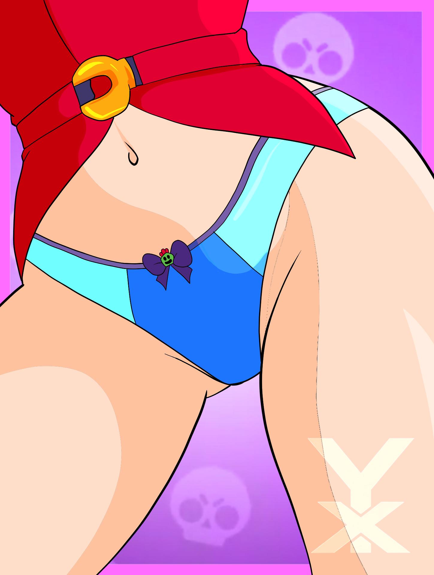 blue panties, brawl stars, colette (brawl stars), panties, partially clothed, sexy, supercell, thighs, white body