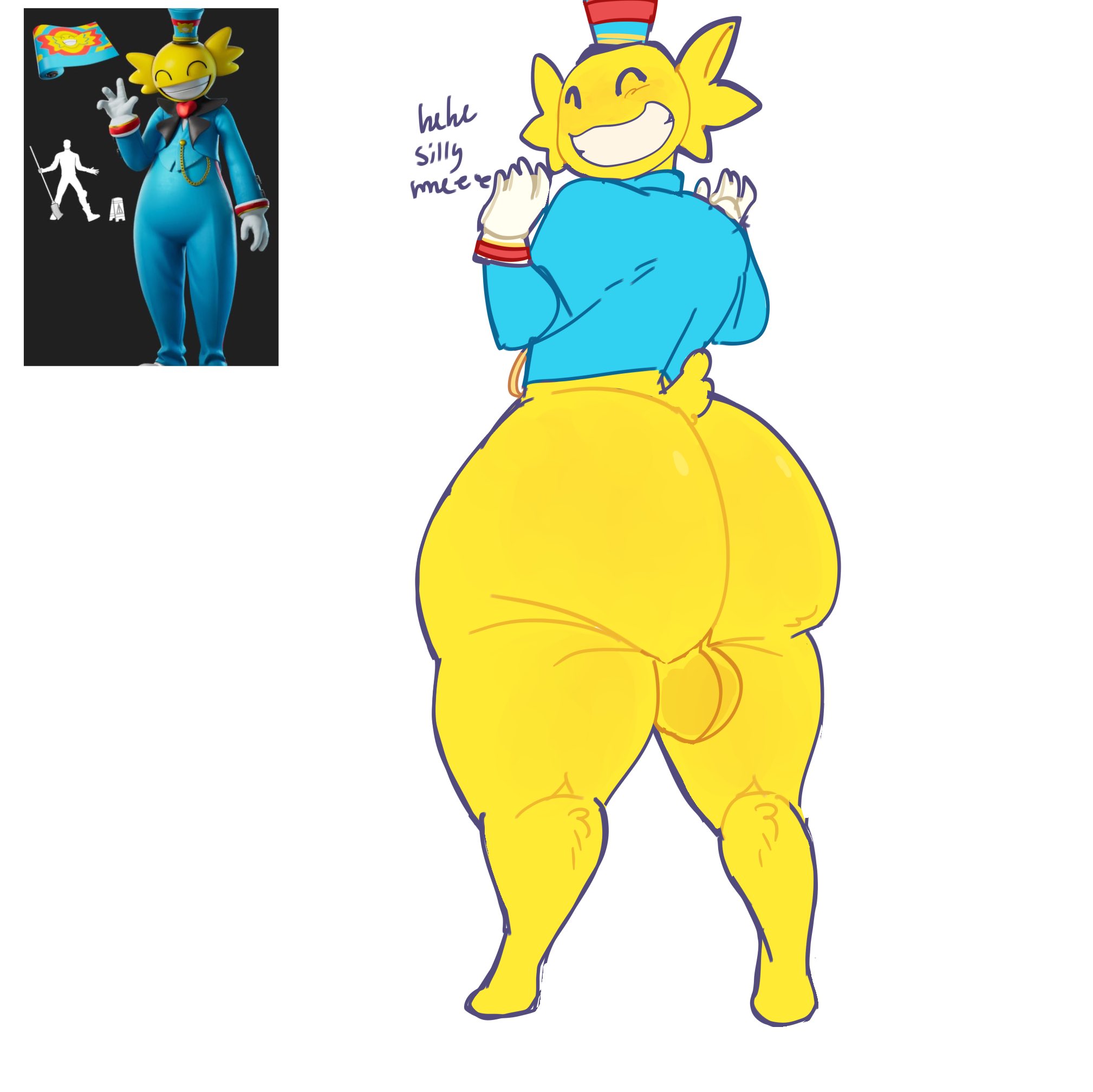 1boy, ass, ass bigger than head, balls, big ass, big butt, bottomless, bottomless male, fat ass, fat butt, fortnite, huge ass, huge butt, large ass, large butt, lopsalien, male, male only, smile, smiling, solo, solo male, thick ass, thick butt, thick thighs, wide hips, wonkee (fortnite), yellow body, yellow skin