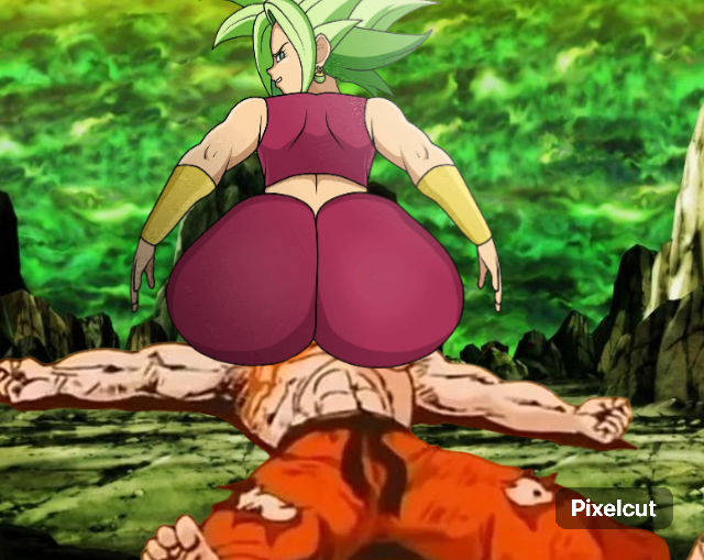 1boy, 1girls, ass, ass bigger than head, big ass, dragon ball, facesitting, female, huge ass, kefla, male, muscular, muscular female, muscular male, son goku