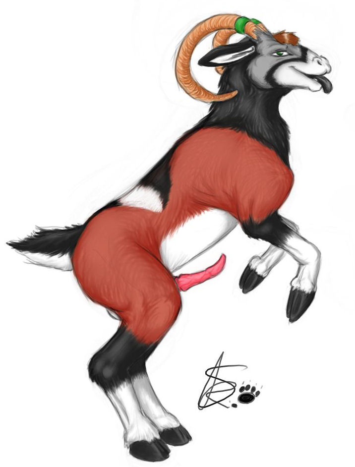 1boy bai caprine feral hooves horns male male_only mouflon penis ram sketchkat solo