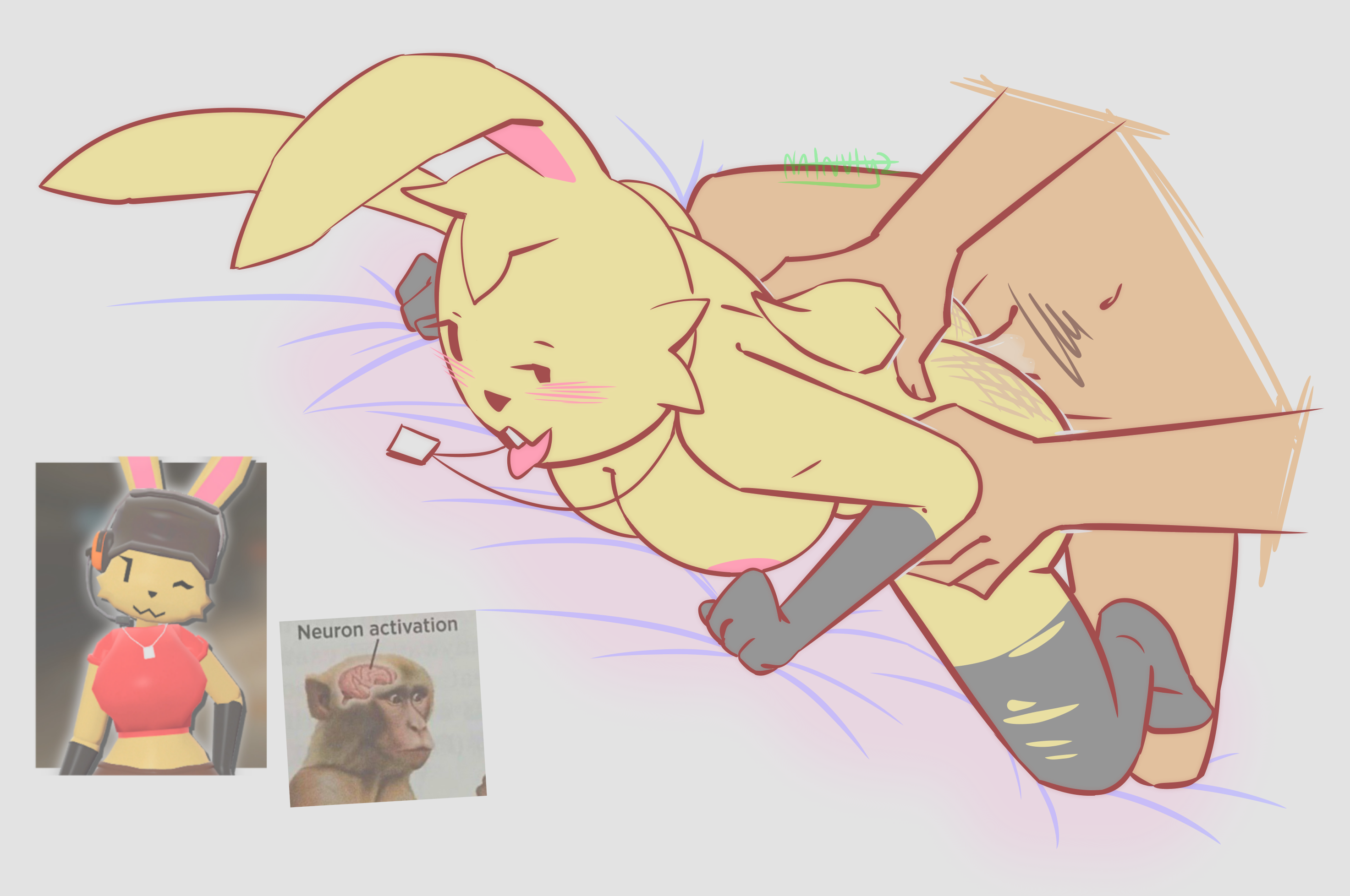 anthro, backshot, beige fur, blonde fur, bunny, femscout, lucy (usernamecipher), lucy the bun, natnutyz, no text version, rabbit, scout (team fortress 2), selfcest, selfcest?, straight, team fortress 2