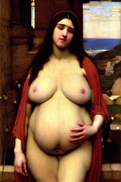 1girls ai_generated black_hair christianity history jewish jewish_female large_breasts middle_eastern middle_eastern_female pregnant pregnant_female stable_diffusion virgin_mary