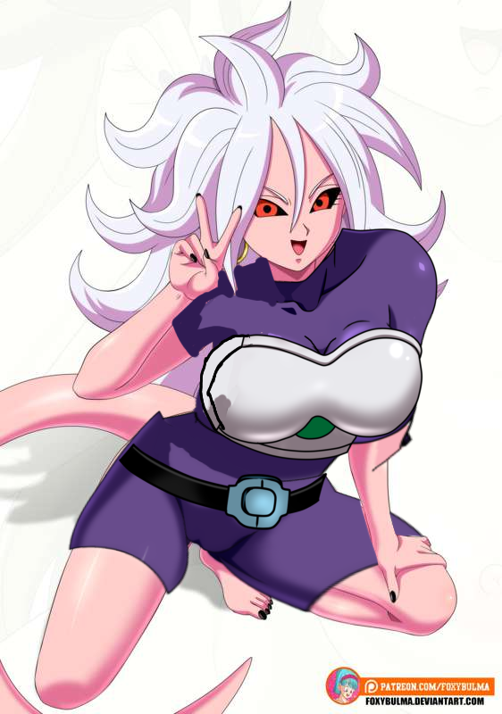 1girls android_21 battle_armor bio-android_(dragon_ball) black_sclera cheelai_(cosplay) cosplay dragon_ball dragon_ball_fighterz female majin majin_android_21 pink_skin red_eyes tagme white_hair