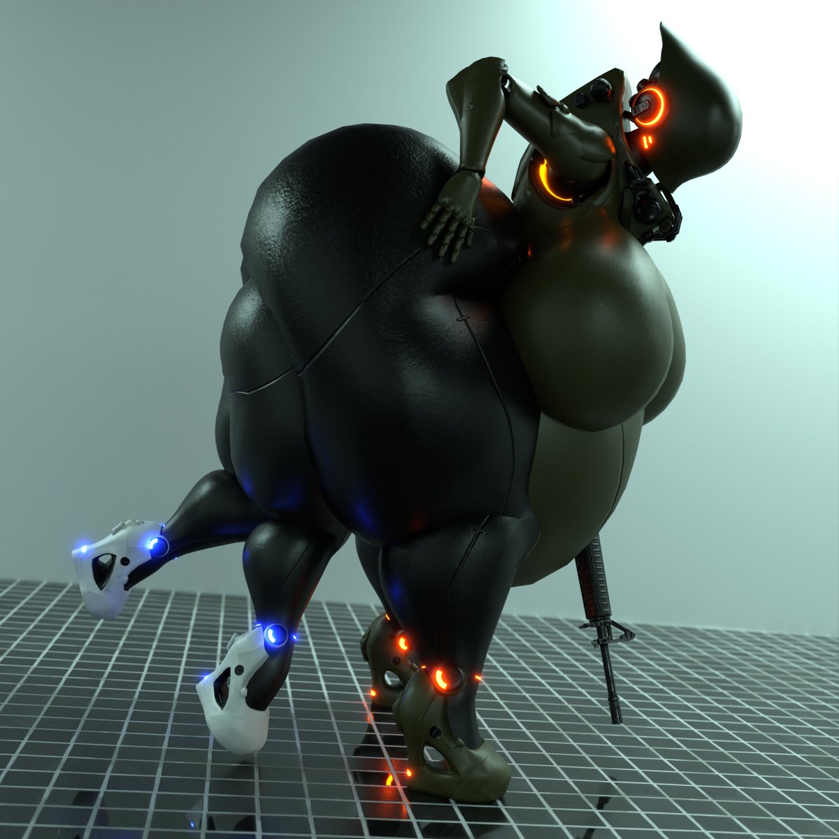 3d, anal vore, ass, ass bigger than head, big ass, big breasts, breasts, bubble ass, bubble butt, female, haydee, haydee (game), huge ass, no nipples, qzk forte, robot, robot girl, vore