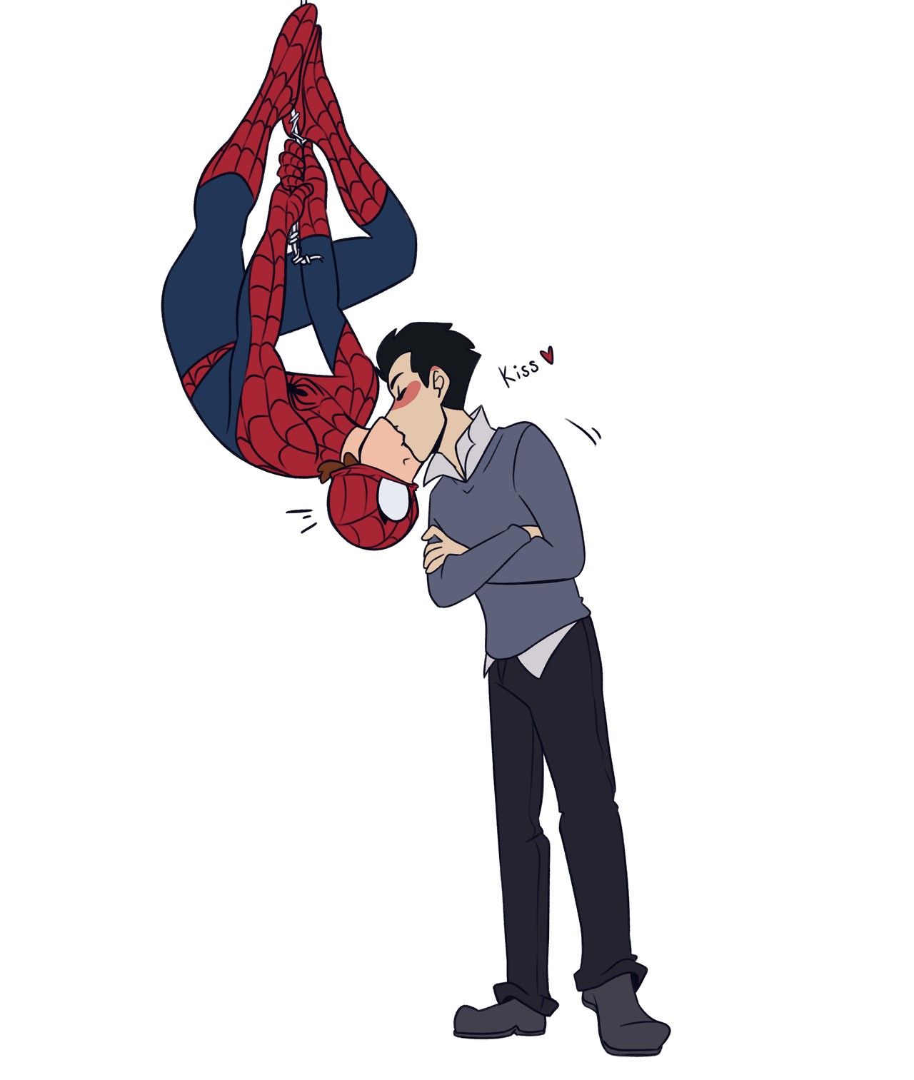 2boys clothed gay harry_osborn kissing male male/male male_only marvel marvel's_spider-man_(2017) peter_parker spider-man spider-man_(series) spider-man_kiss spider_kiss straight_hair yaoi