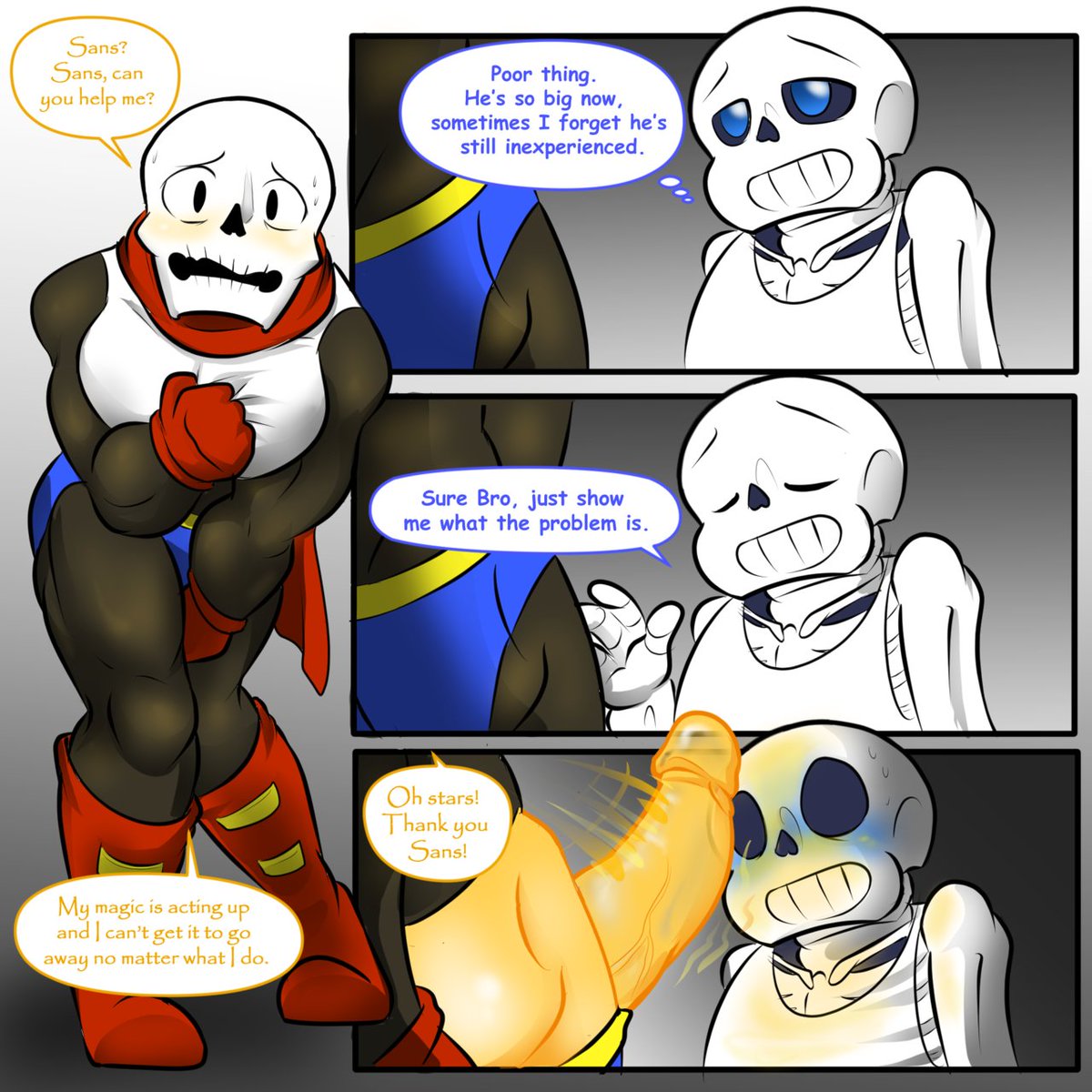 2boys 2d big_penis comic dialogue english_dialogue english_text incest male male_only mellednsfw papyrus sans tagme talking text undertale undertale_(series)