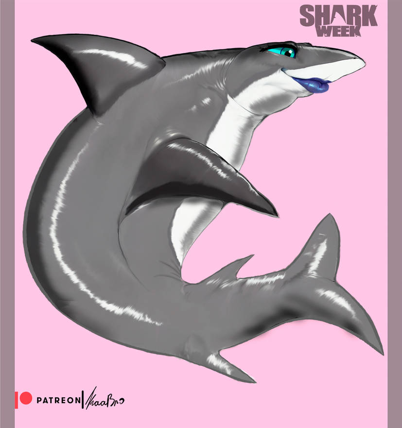 1girls 2023 big_lips blue_eyes fat female female_only feral feral_only fin fish gray_body kaabro marine no_humans pink_background scales scalie shark shark_tail shark_week shiny shiny_skin simple_background smile solo solo_female tail thick unique_style watermark