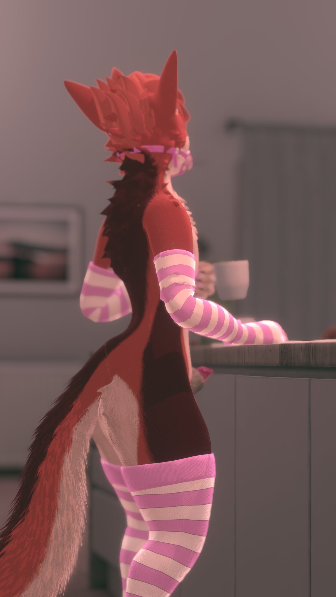 animal_genitalia animal_genitals animal_penis anthro anthro_only canid canine canine_genitalia canine_genitals canine_penis coyvrc fur furry furry_only male male_only muzzle penis pink_penis rexouium stockings vr_media warmers