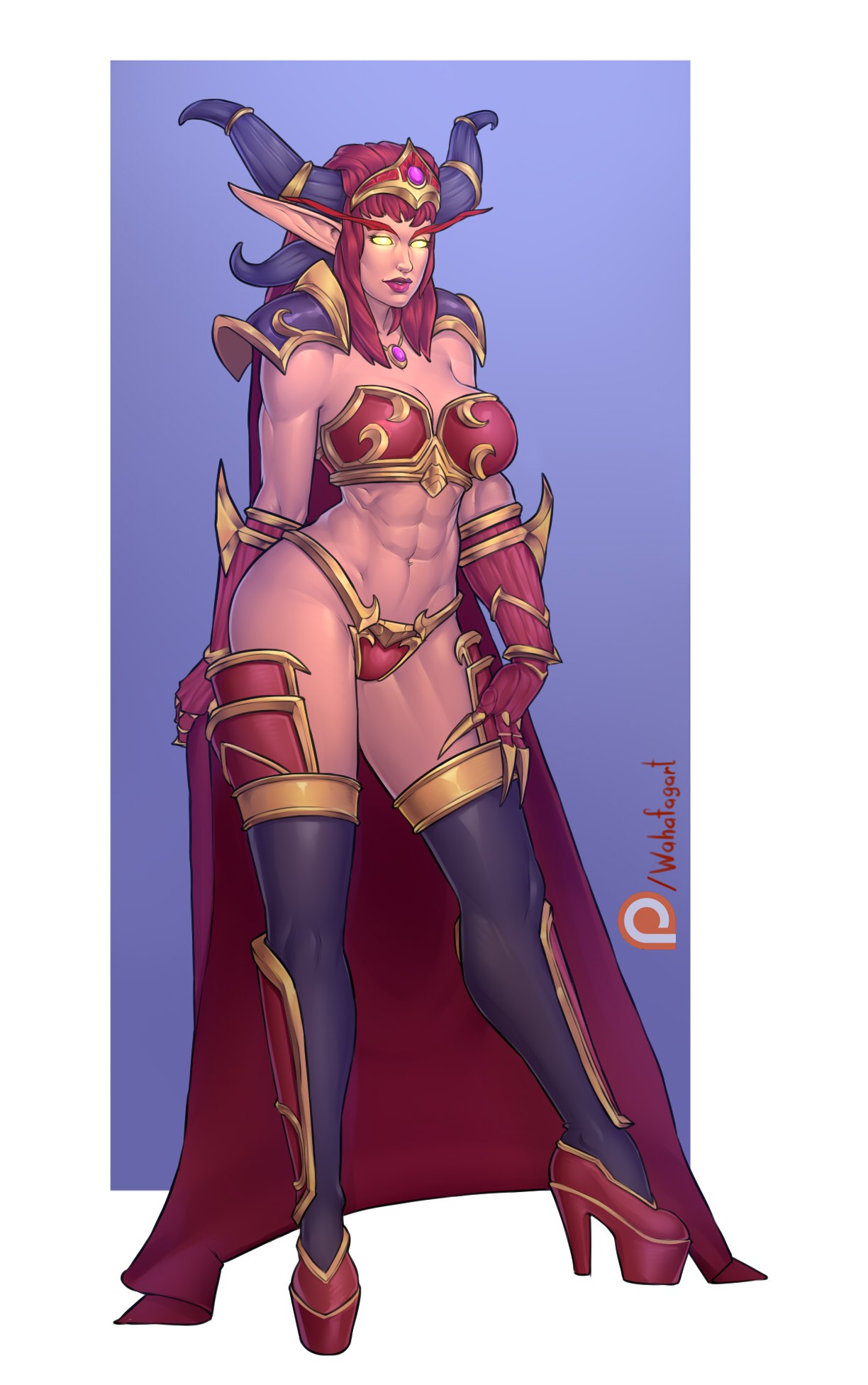 abs, alexstrasza, athletic, athletic female, clothed female, dragon, female, wahafagart, warcraft, world of warcraft