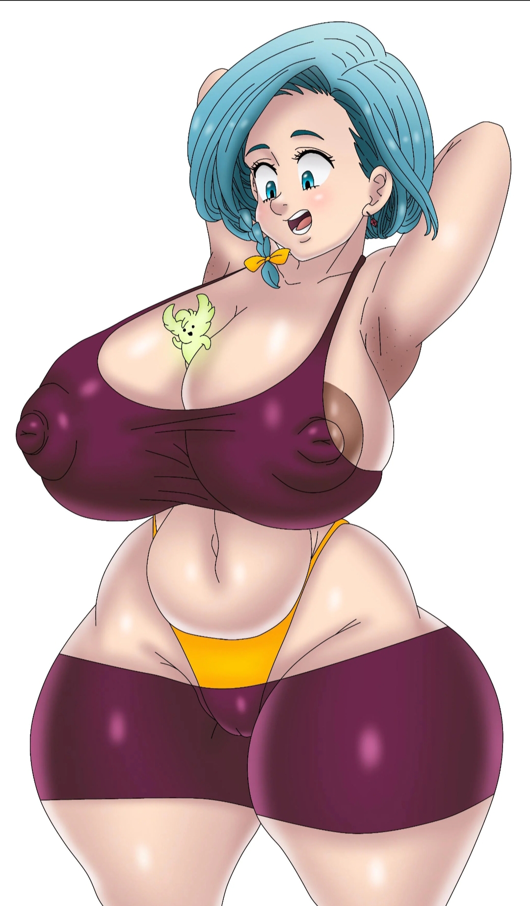 abs, anne (mokushiroku no yonkishi), armpits, ass, big ass, big breasts, big nipples, blue hair, breasts, chimeraindura, dark nipples, erect nipples, exposed nipples, female, female only, human, massive breasts, mokushiroku no yonkishi, nanatsu no taizai, nipples, nipples visible through clothing, short hair, thick ass, thong, venus body, wide hips