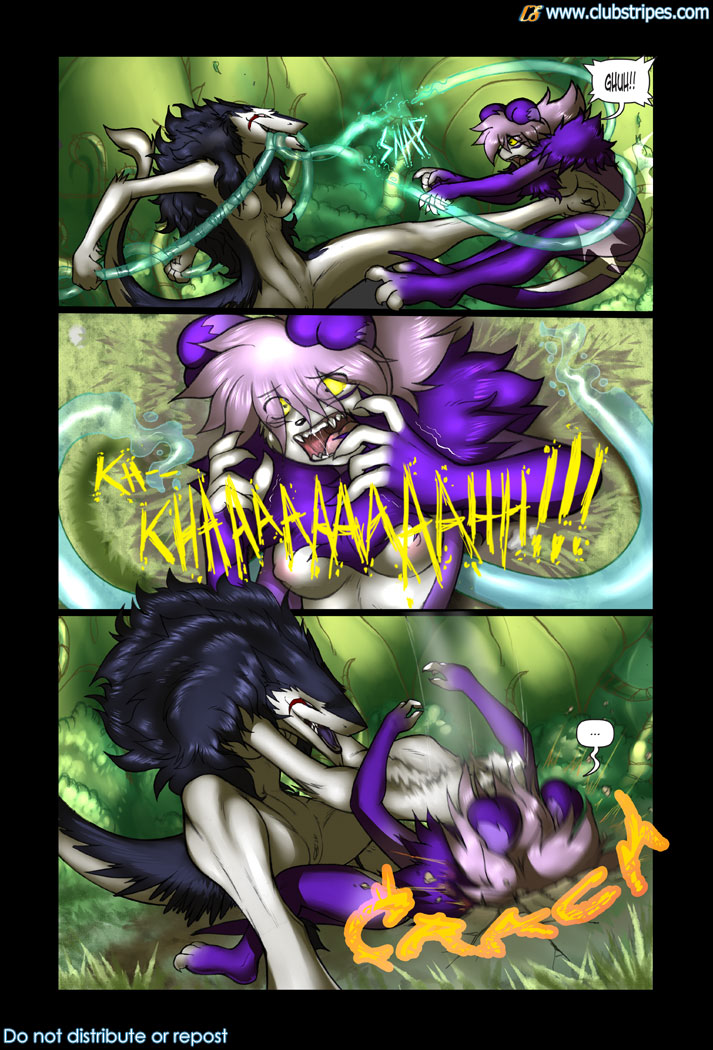 breasts claws clubstripes comic dark_hair female fight fighting hair matt_burt mora nipples open_mouth purple pussy rain_silves scared sergal tail teeth tentacle yellow_eyes