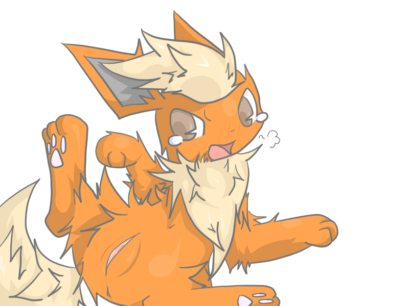 1girls anus brown_eyes eeveelution female female_focus female_only flareon fur furry on_side orange panting pawpads pokemon pussy shin_(artist) solo tail tears