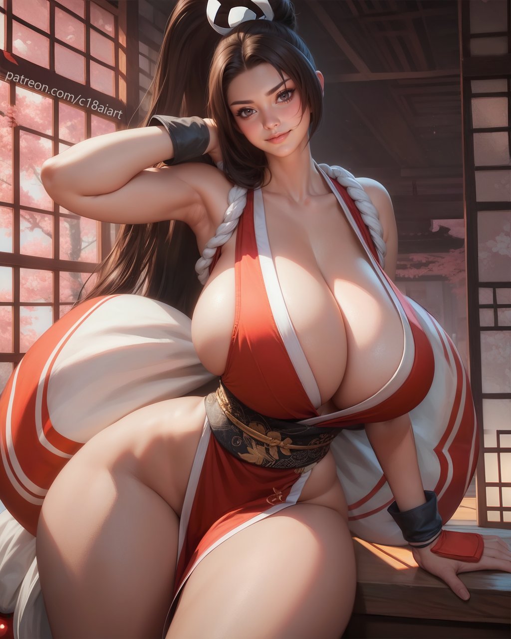 1girls ai_generated big_breasts c18aiart fatal_fury female_only king_of_fighters mai_shiranui solo solo_female