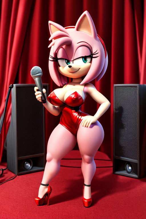 1girls ai_generated amy_rose cosplay female female_focus female_only friday_night_funkin fur furry furry_female girlfriend_(cosplay) girlfriend_(friday_night_funkin)_(cosplay) sega sonic_(series) sonic_the_hedgehog_(series) thick_thighs thighs