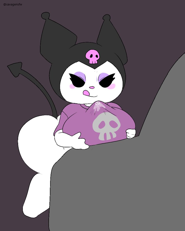 anthro, breasts, clothed paizuri, cum through clothes, female, furry, human, human on anthro, kuromi, large breasts, onegai my melody, paizuri, paizuri under clothes, pov, precum, precum through clothing, sanrio, savagensfw, titfuck under clothes, titjob
