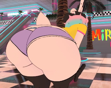 1boy ass bending_over big_ass big_butt bunny bunny_boy bunny_ears bunny_tail busty_boy butt huge_ass huge_butt male oc peanut_butter_(theycallhimcake) shopping_mall shorts theycallhimcake vaporwave