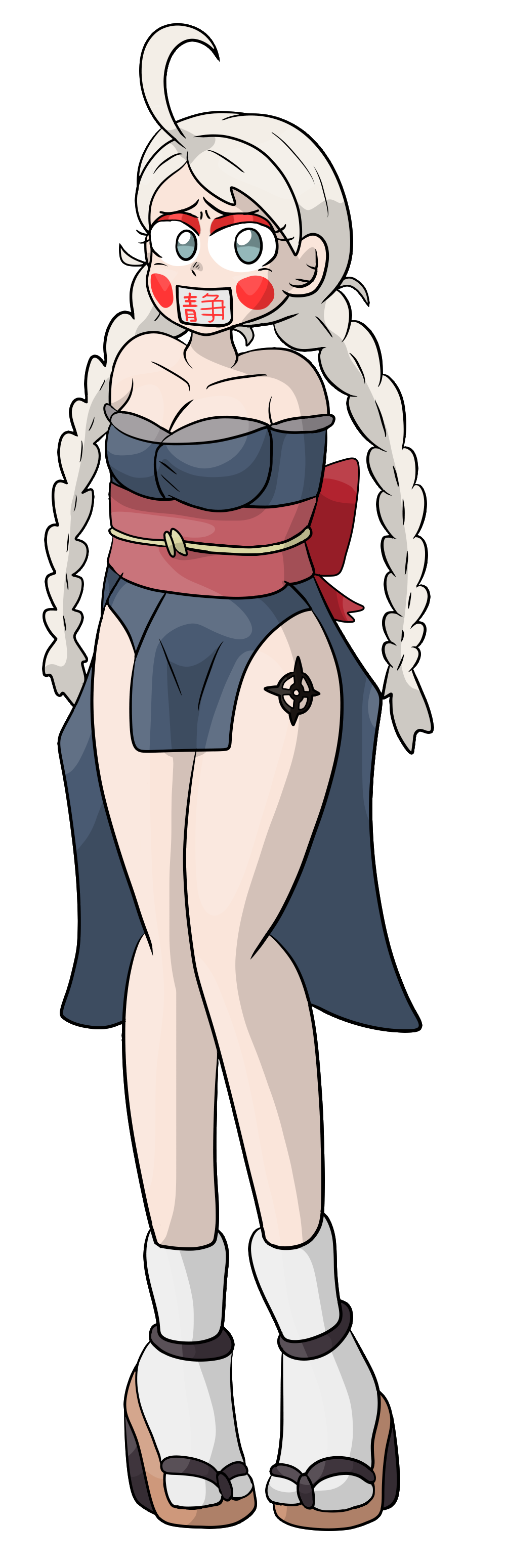 1girls ahoge alpha_channel alternate_costume arms_behind_back bare_legs bare_shoulders blue_eyes blush blush_stickers bondage bound braid breasts cleavage collarbone female female_only femsub fire_emblem fire_emblem_fates for_sticker_use fully_clothed gag grey_hair high_heels japanese_clothes kimono leg_tattoo legs looking_at_viewer medium_breasts nina_(fire_emblem) nintendo no_background pelvic_curtain png protoy restrained revealing_clothes shoulders slave solo sticker_template story_at_source tattoo transparent_background transparent_png twin_braids twintails wedge_heels