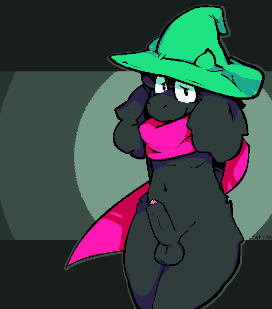 1boy 2d aliasing anthro anthro_male anthro_only big_ears black_body black_fur bodily_fluids bovid caprine catjam_(artist) clothing deltarune eyewear fur furry furry_male furry_only genital_fluids girly glasses goat green_clothing green_hat green_headwear hat headgear headwear humanoid humanoid_male humanoid_only looking_at_viewer male male_only mammal mammal_humanoid pink_scarf precum ralsei scarf simple_background smile solo thick_thighs undertale_(series) video_games