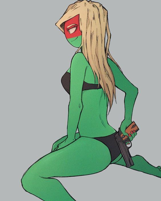 1girls belarus_(countryhumans) black_clothing black_underwear blonde_hair clothing countryhumans countryhumans_girl dafriix female female_only gray_background green_body green_skin long_hair panties simple_background solo solo_female tagme tagme_(artist) underwear weapon