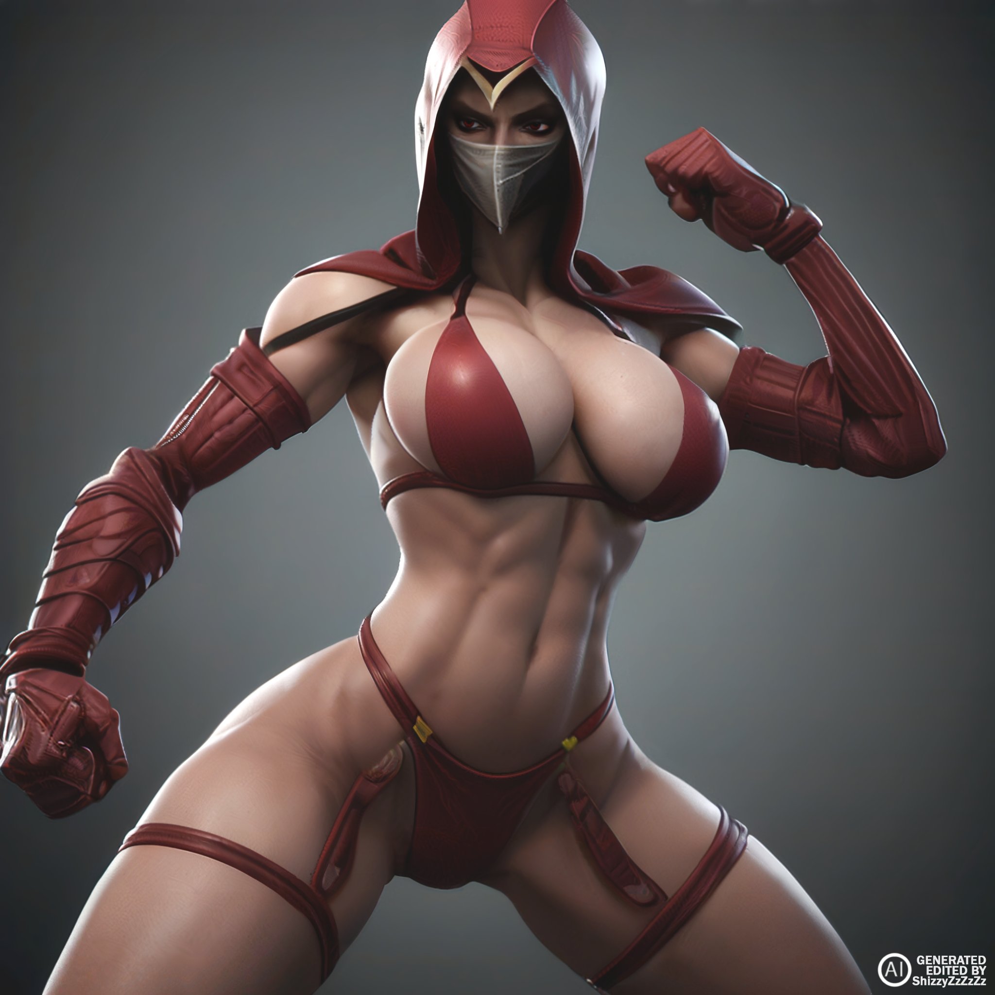 1girls, 2d, ai generated, assassin, athletic, athletic female, big breasts, breasts, brown hair, busty, cleavage, curvaceous, curves, curvy, curvy figure, dark hair, eyebrows, eyelashes, eyes, female, female focus, female only, fit, fit female, hair, hips, hourglass figure, huge breasts, human, humanoid, kunoichi, large breasts, legs, light skin, light-skinned female, mask, masked, mature, mature female, midway, midway games, mortal kombat, netherrealm studios, ninja, original character, shizzyzzzzzz, slim, thick, thick legs, thick thighs, thighs, thin waist, toned, toned female, top heavy, upper body, voluptuous, waist, watermark, wide hips
