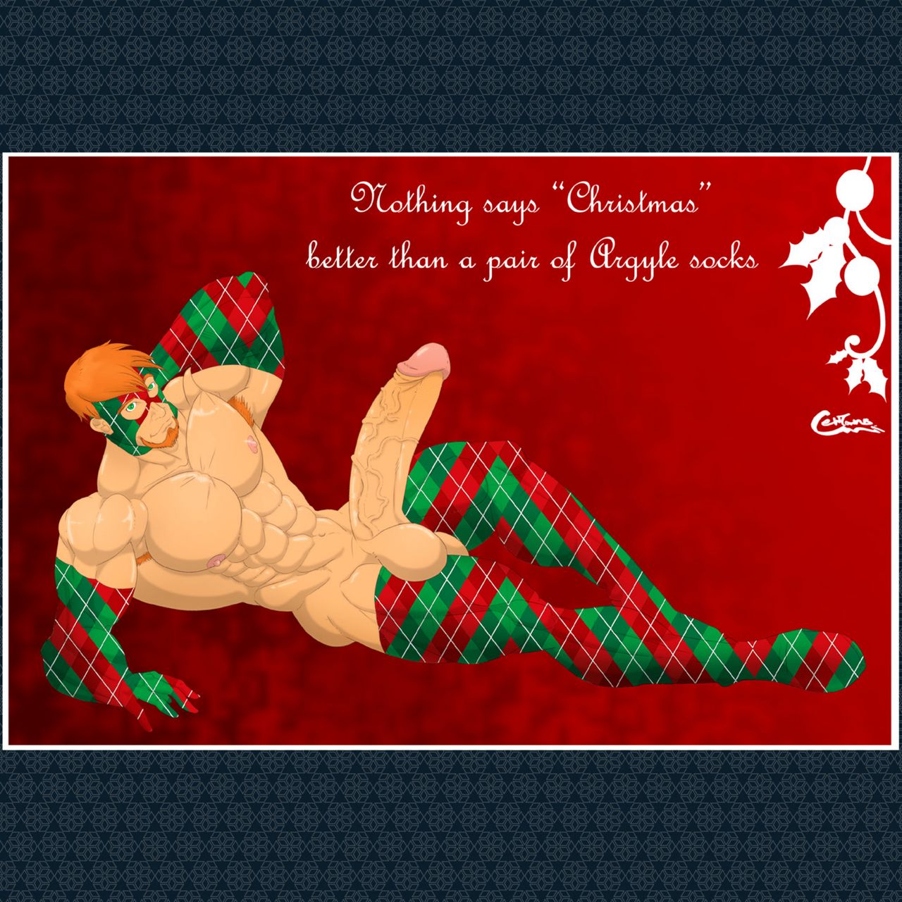 1boy abs big_penis centaurus christmas class_comics erect_penis felix_himner ginger male male_only muscular muscular_male naked_justice_(superhero) veiny