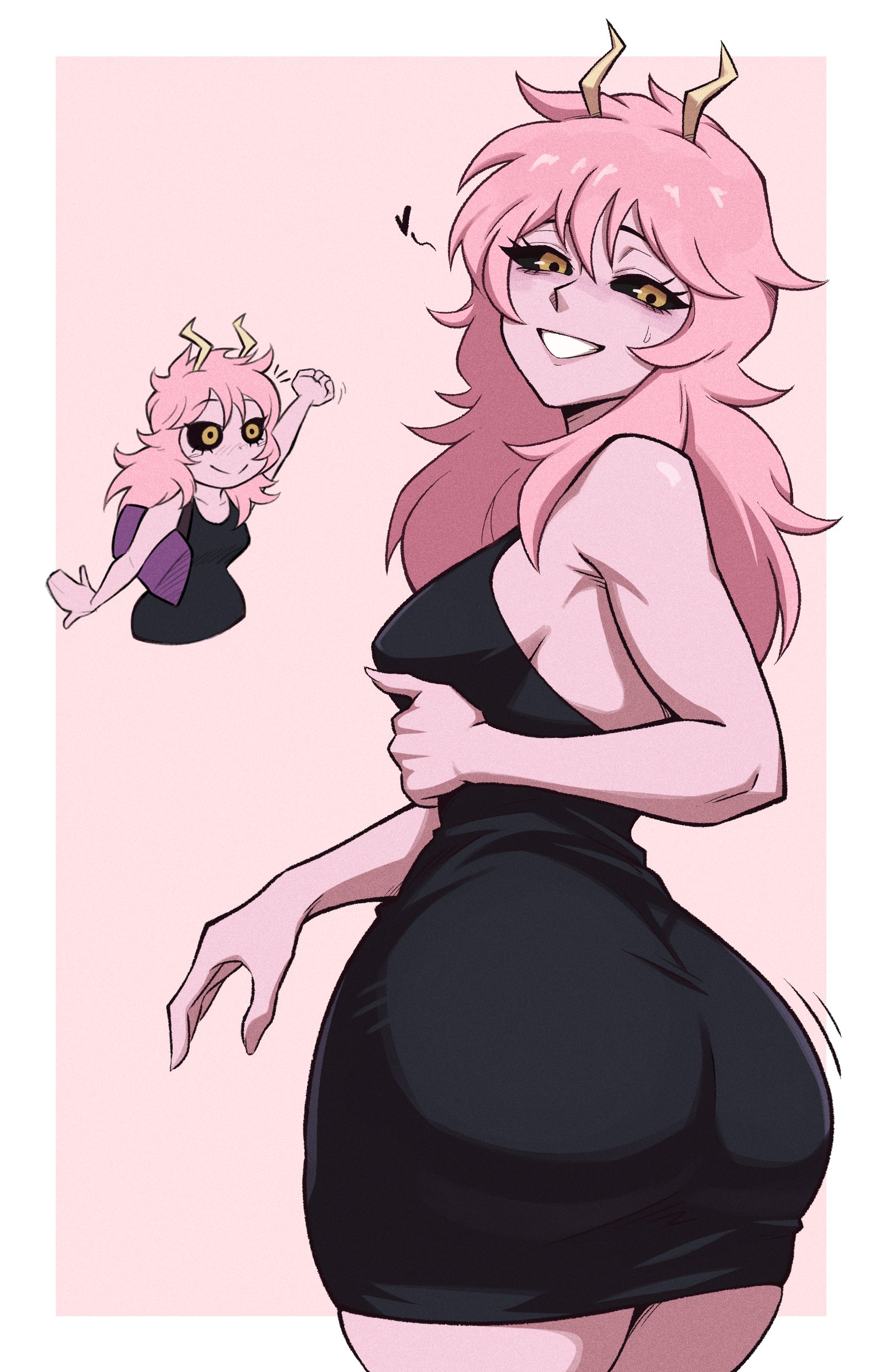 1girls, ashido mina time-skip, ass, boku no hero academia, csr ap07, dress, female, female focus, female only, female thick thighs, hourglass figure, large ass, long hair, mina ashido, mina ashido curvy (meme), mina ashido time-skip, my hero academia, my hero academia (finale), pink body, pink hair, post-timeskip, solo, thick thighs, thighs, wide hips