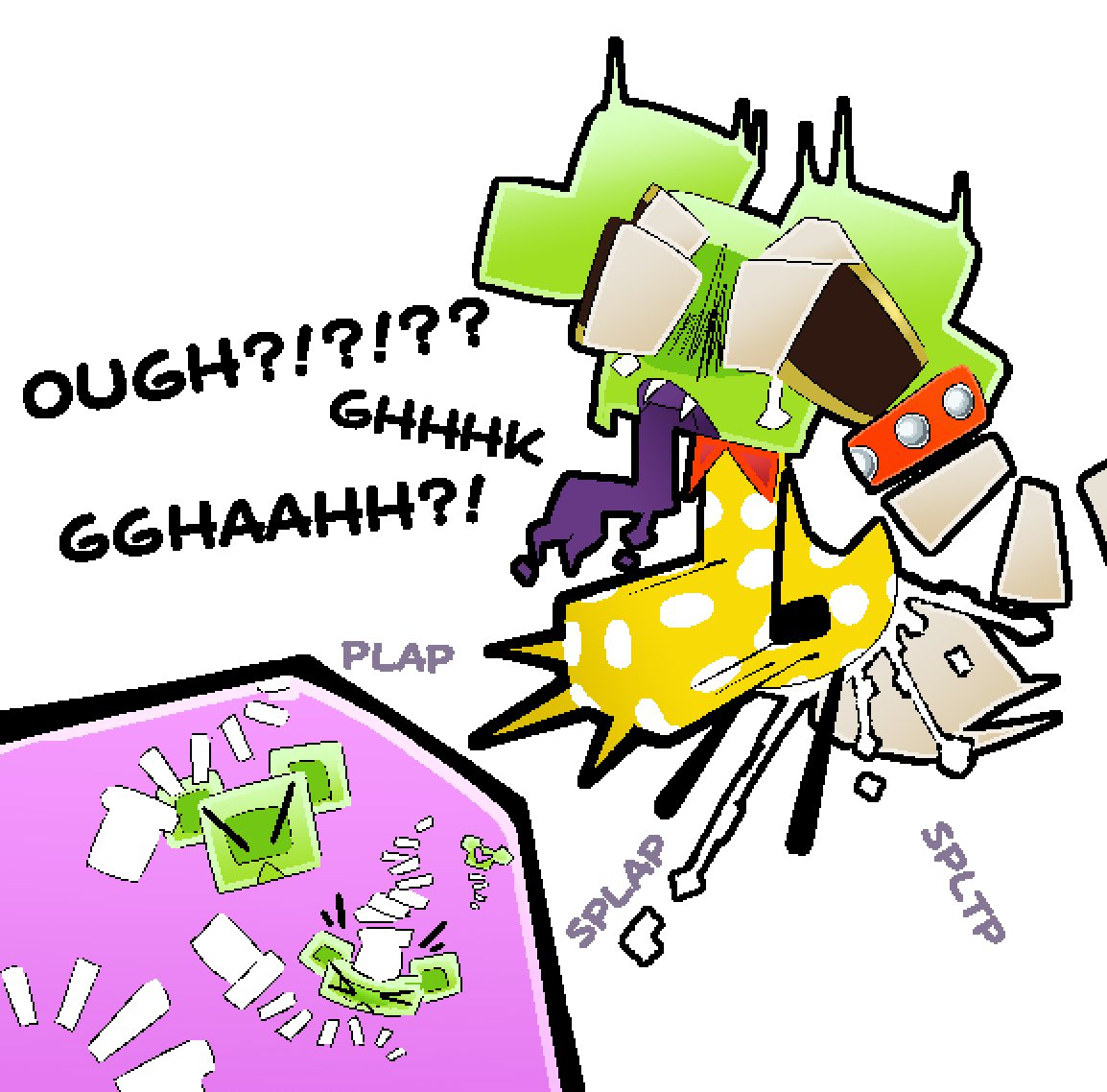 breakcoreyuri, covering eyes, green hair, impregnation, mario (series), mimi (super paper mario), nintendo, o'chunks, paper mario, polygon, smaller female, stomach bulge, super paper mario