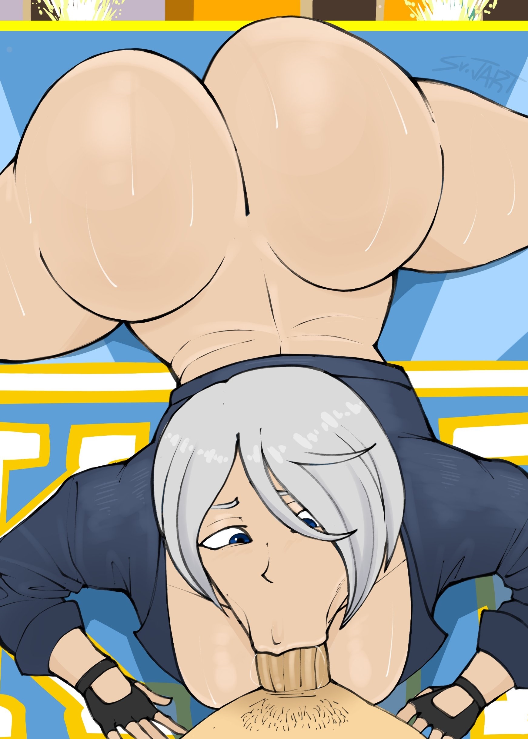 1girls, angel (kof), ass, big ass, big breasts, big penis, blowjob, blowjob face, blue eyes, breasts, curvy, curvy female, erection, fat ass, fellatio, female, giving head, gloves, huge ass, jacket, king of fighters, large ass, large breasts, latina, leather, light skin, light-skinned female, long ass, male, no panties, oral, pale skin, pale-skinned female, penis, pov, shiny skin, short hair, srjrgart, straight, sucking, sucking penis, thick ass, thick thighs, thighs, voluptuous, voluptuous female, wet, wet body, wet skin, white hair