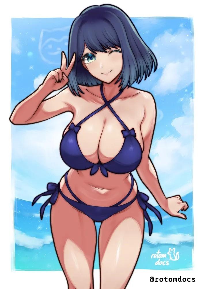;), 1girls, 2d, 2d (artwork), 2d artwork, actress, arm up, bare armpits, bare arms, bare belly, bare chest, bare hands, bare hips, bare legs, bare midriff, bare navel, bare shoulders, bare skin, bare thighs, belly, belly button, big boobs, big breasts, bikini, bikini bottom, bikini only, bikini top, blue bikini, blue bikini bottom, blue bikini top, blue eyebrows, blue eyes, blue hair, blue sky, blue swimsuit, blue swimwear, blue-eyed female, blue-haired female, breasts, busty, busty female, busty girl, busty teen, busty teenager, cleavage, closed mouth smile, clouds, collarbone, curvaceous, curvaceous body, curvaceous female, curvaceous figure, curvaceous hips, curvaceous teenager, curvaceous thighs, curvy, curvy body, curvy female, curvy figure, curvy hips, curvy teen, curvy thighs, day, daylight, daytime, digital, digital art, digital drawing, digital drawing (artwork), digital media, digital media (artwork), drawing, elbows, exposed, exposed armpits, exposed arms, exposed belly, exposed chest, exposed hips, exposed legs, exposed midriff, exposed navel, exposed shoulders, exposed skin, exposed thighs, eye closed, eyebrows visible through hair, female, female focus, female only, fingernails, fingers, from front, front view, front-tie bikini, front-tie bikini top, gradient hair, groin, half naked, half nude, halterneck, hand up, head tilt, high resolution, high school student, highres, horizon, hourglass figure, inguinal crease, inguinal ligament, kurokawa akane, large boobs, large breasts, lean figure, leaning, leaning forward, leaning to the side, looking at viewer, medium hair, midriff, multicolored hair, naked, naked female, naked woman, narrow waist, navel, nude, nude female, nudity, ocean, one eye closed, one eye open, oshi no ko, outdoor, outdoor nudity, outdoors, outside, partially undressed, peace sign, posing, posing for the viewer, posing naked, posing nude, rotomdocs, school girl, sea, seaside, semi nude, shiny breasts, shiny legs, shiny shoulders, shiny skin, shiny thighs, shoulders, side-tie bikini, sign, sky, slender body, slender waist, slim female, slim waist, smile, smiley face, smiling, smiling at viewer, solo, standing, string bikini, swimsuit, swimwear, teen girl, teenage girl, teenage tits, thick thighs, thigh gap, thighs, tilted head, top view, upper body, v, v sign, voluptuous, voluptuous body, voluptuous female, voluptuous figure, voluptuous teenager, voluptuous woman, water, wide hips, wink, winking, winking at viewer, winking eye, young female, young woman