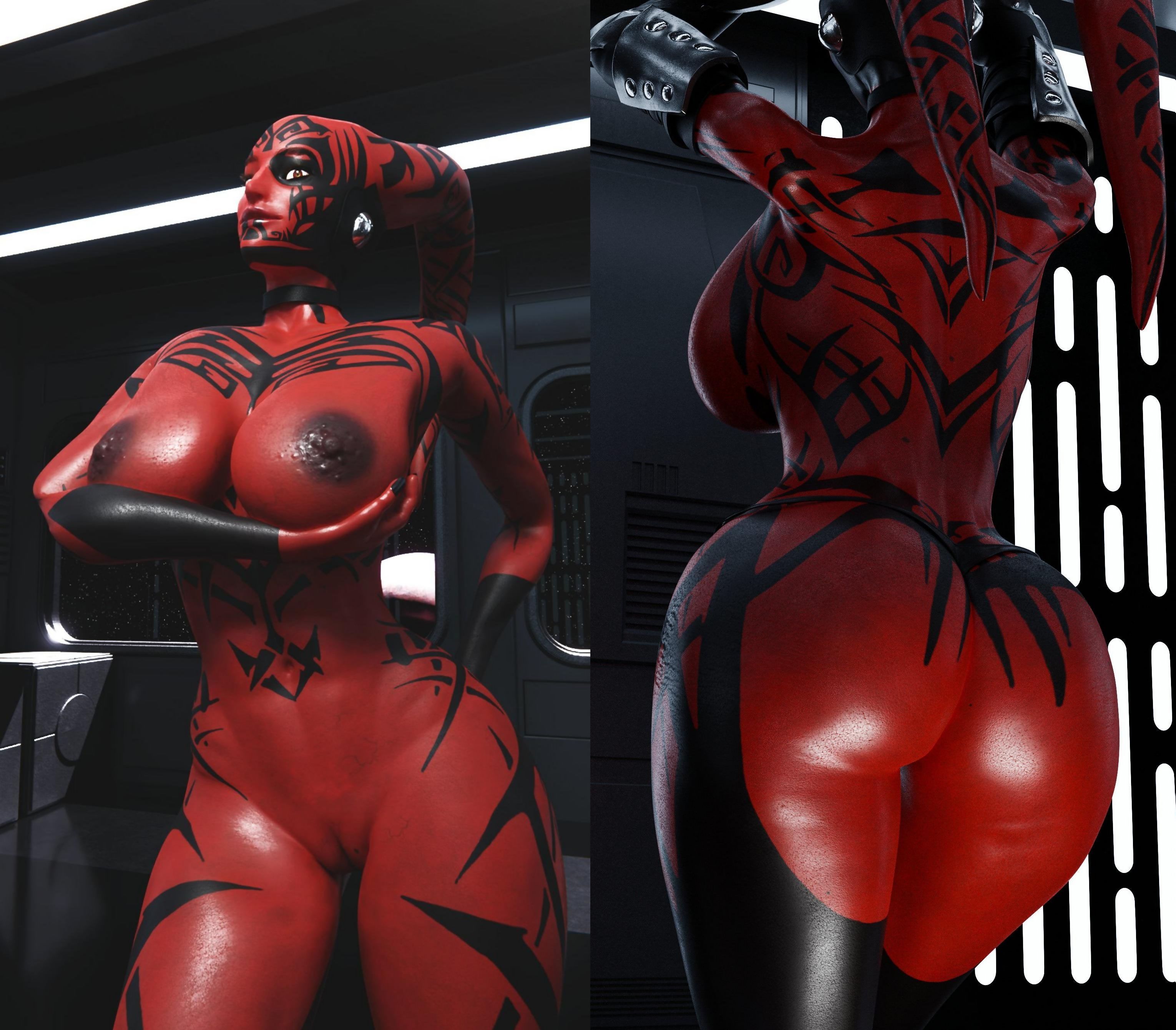 1girls, 3d, ass, breasts, darth talon, female, female only, grvty3d, naked, naked female, nude, nude female, pussy, red body, red skin, sith, sith lady, solo, solo female, star wars, star wars legends, star wars: legacy, tattoo, tattoos, twi'lek, yellow eyes