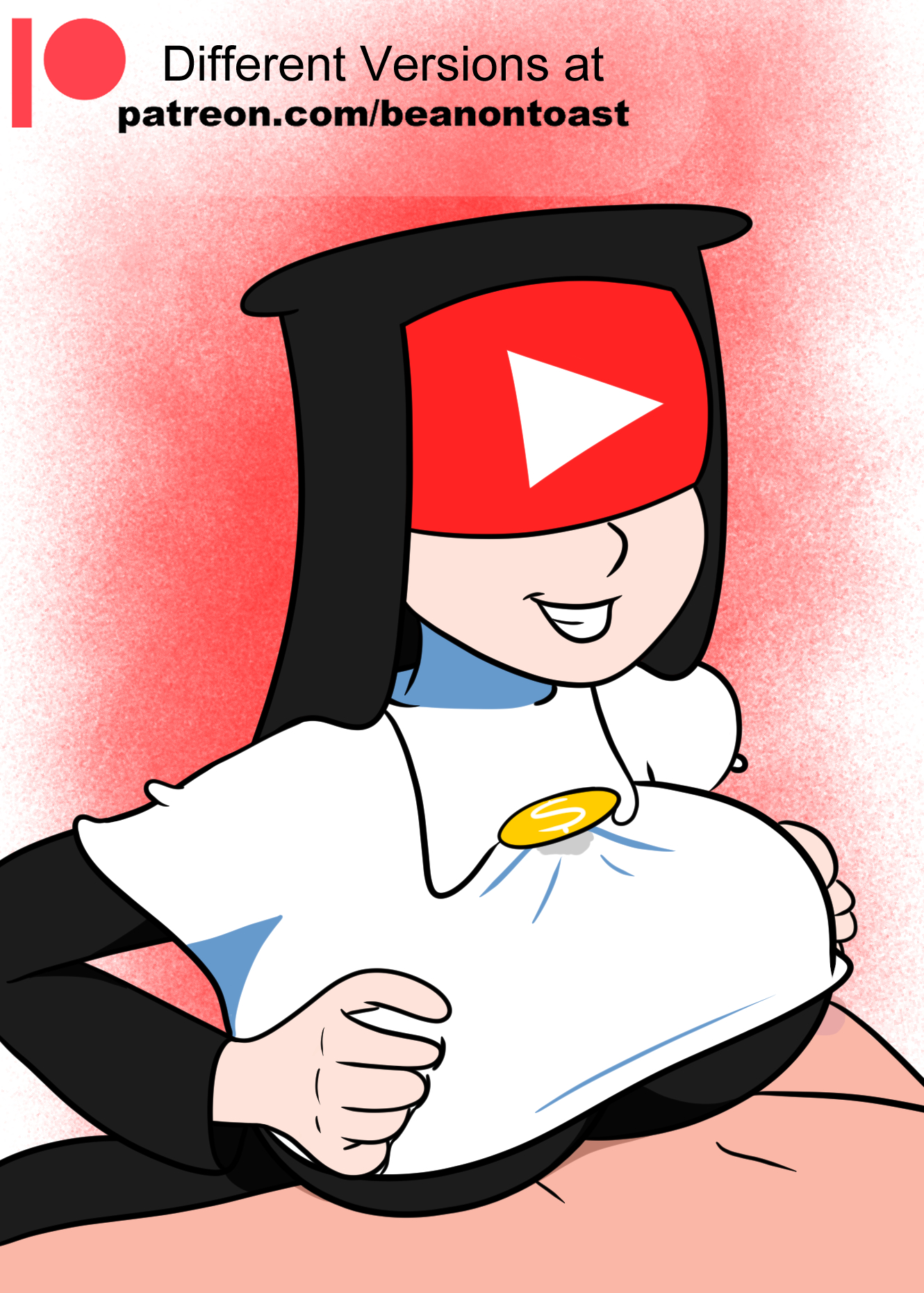 beanontoast, big breasts, breast squish, breasts, bulge through clothing, clothed, female, hands on breasts, male, necklace, nun, nun outfit, paizuri, paizuri under clothes, penis, penis under clothes, site-tan, smiling, titfuck under clothes, titjob, unseen male face, youtube, youtube-tan