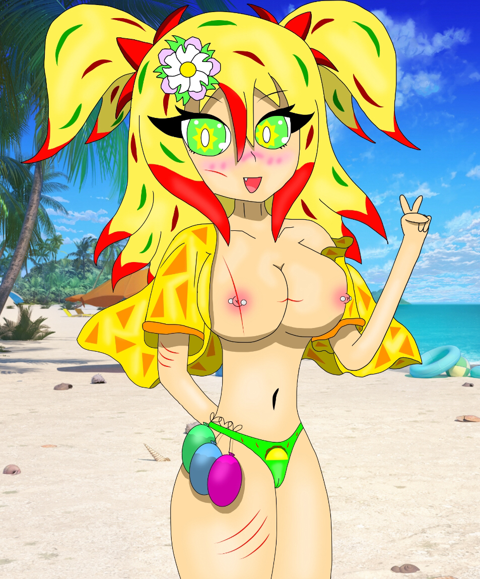 beach breasts breasts nipple_piercing oerba_yun_fang taco tacoetta