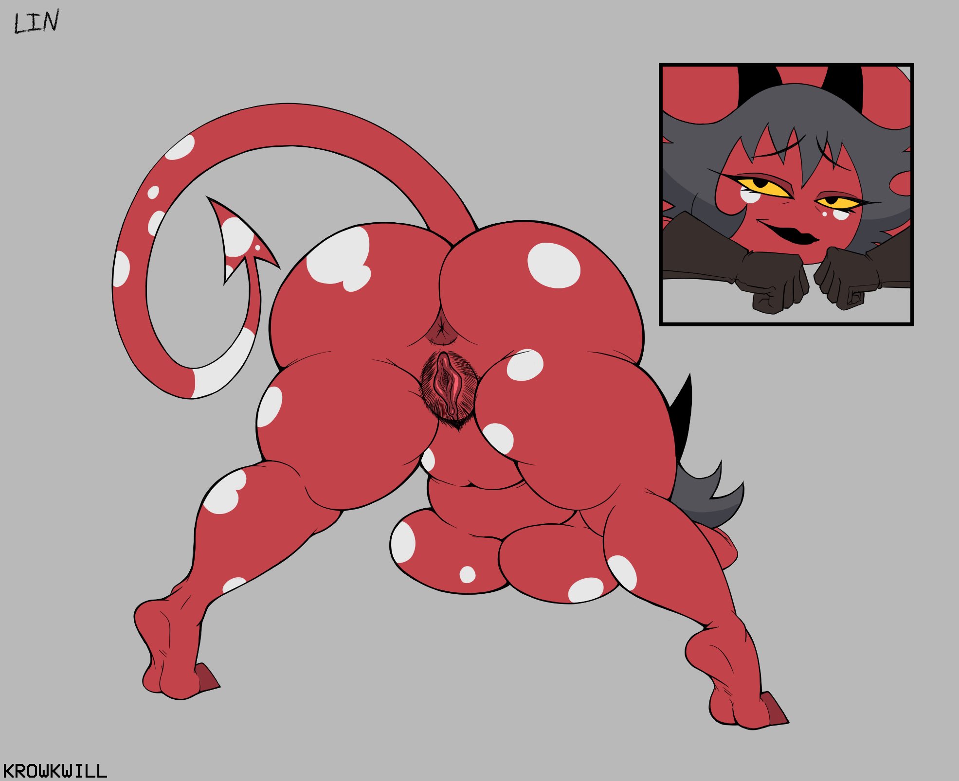 1girls, 1milf, 2020s, 2022, 20s, ass, balls, big ass, big breasts, big butt, breasts, bubble ass, bubble butt, demon, demon girl, digital drawing (artwork), female, hairy pussy, hellaverse, helluva boss, huge ass, huge balls, humanoid, krowkwill, lin (helluva boss), male, mature, mature female, milf, monster, monster girl, mother, parent, plump ass, pubes, pussy, round ass, round butt, tail, thick, thick ass, thick thighs, vagina, vivienne medrano, wide hips