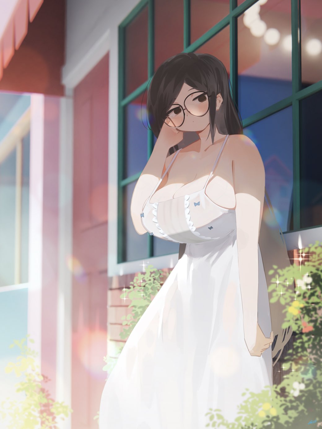 breasts, clothed, female, glasses, long hair, ryusei hashida