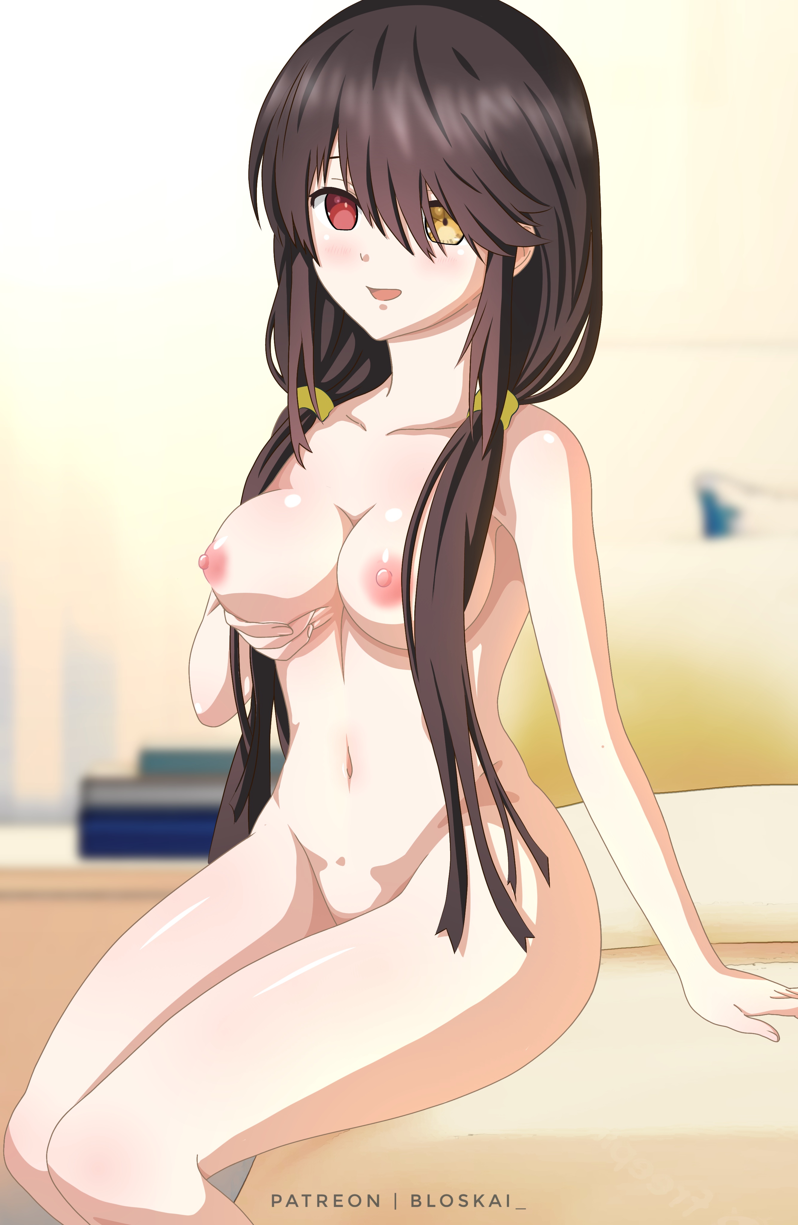 bloskai, breast grab, breasts, date a live, female, nude, nude female, tokisaki kurumi