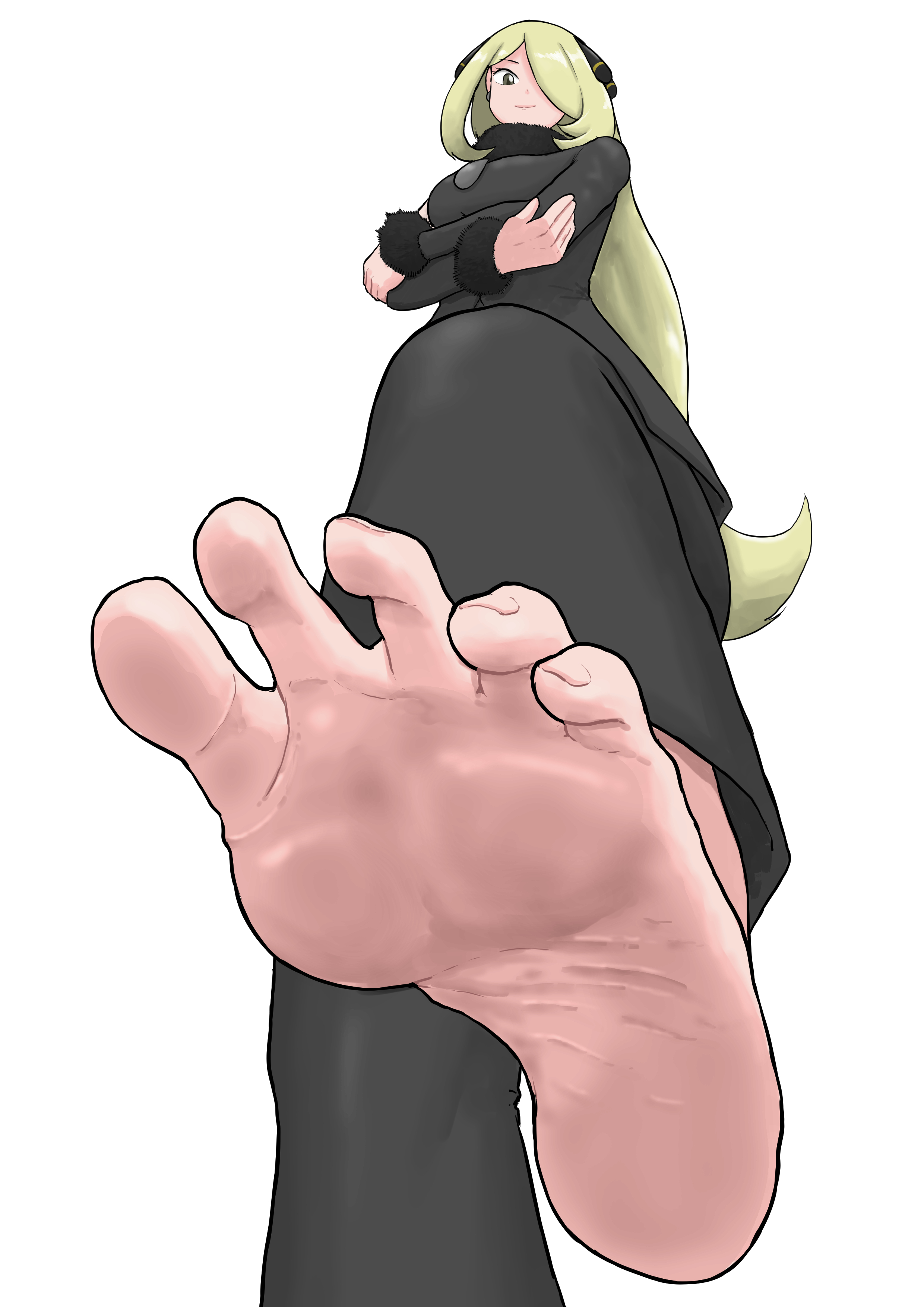 artist request, barefoot, creatures (company), cynthia (pokemon), feet, female, foot fetish, foot focus, game freak, nintendo, pokemon, pokemon bdsp, pokemon dppt, pov, pov feet, soles, toes