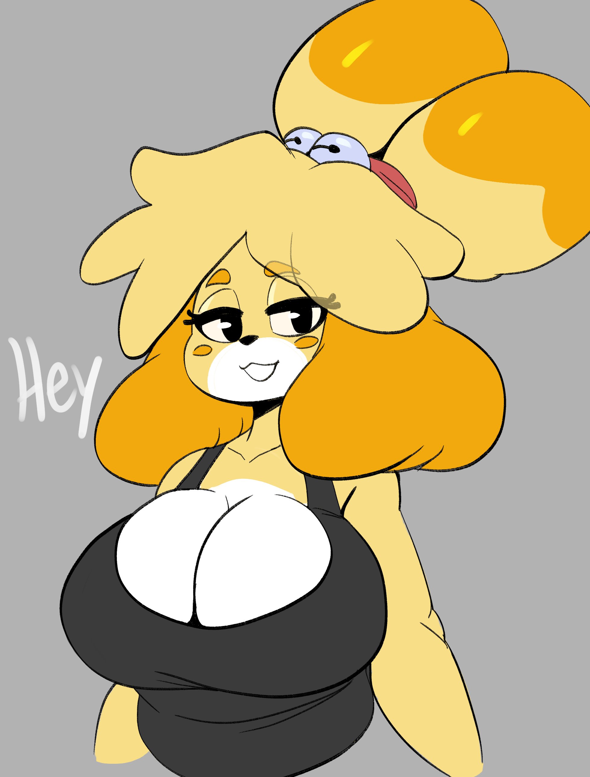 1girls, 2022, animal crossing, anthro, anthro only, big breasts, black tank top, breasts, breasts bigger than head, canid, canis, cleavage, clothing, dog, dog girl, doggirl, domestic dog, female, female only, floppy ears, front view, furry, furry only, isabelle (animal crossing), nathanatwar, nintendo, no humans, no visible genitalia, no visible nipples, orange ears, solo, solo female, tagme, tank top, upper body, upper body only, whateverdoes, white sclera, yellow body, yellow fur, yellow skin