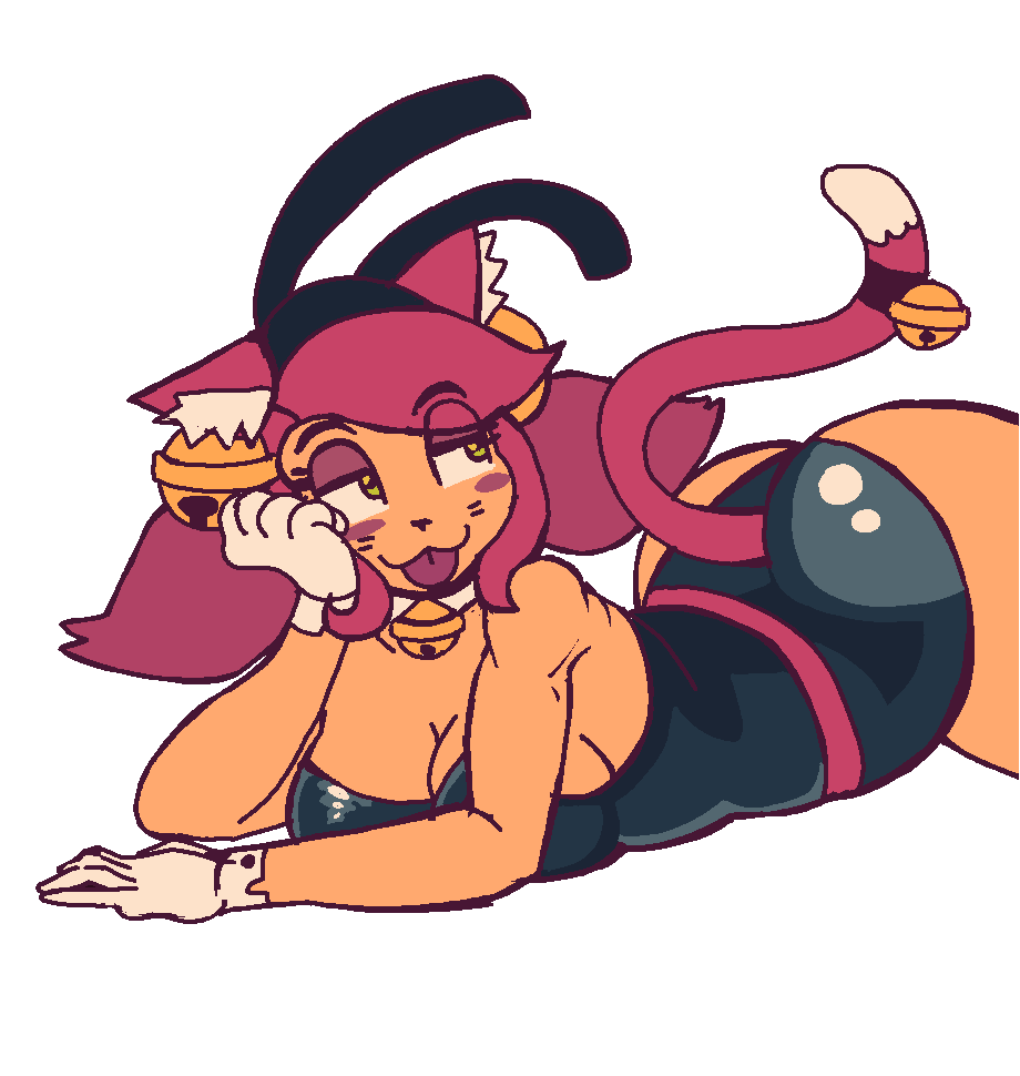 , :3d, :3p, 1girls, black bunnysuit, bunny ears, bunnysuit, cat ears, cat tail, catgirl, drfreake, drgravyjones, mad mew mew, pink hair, shiny, tongue, tongue out, trans woman, transfem, undertale, white gloves