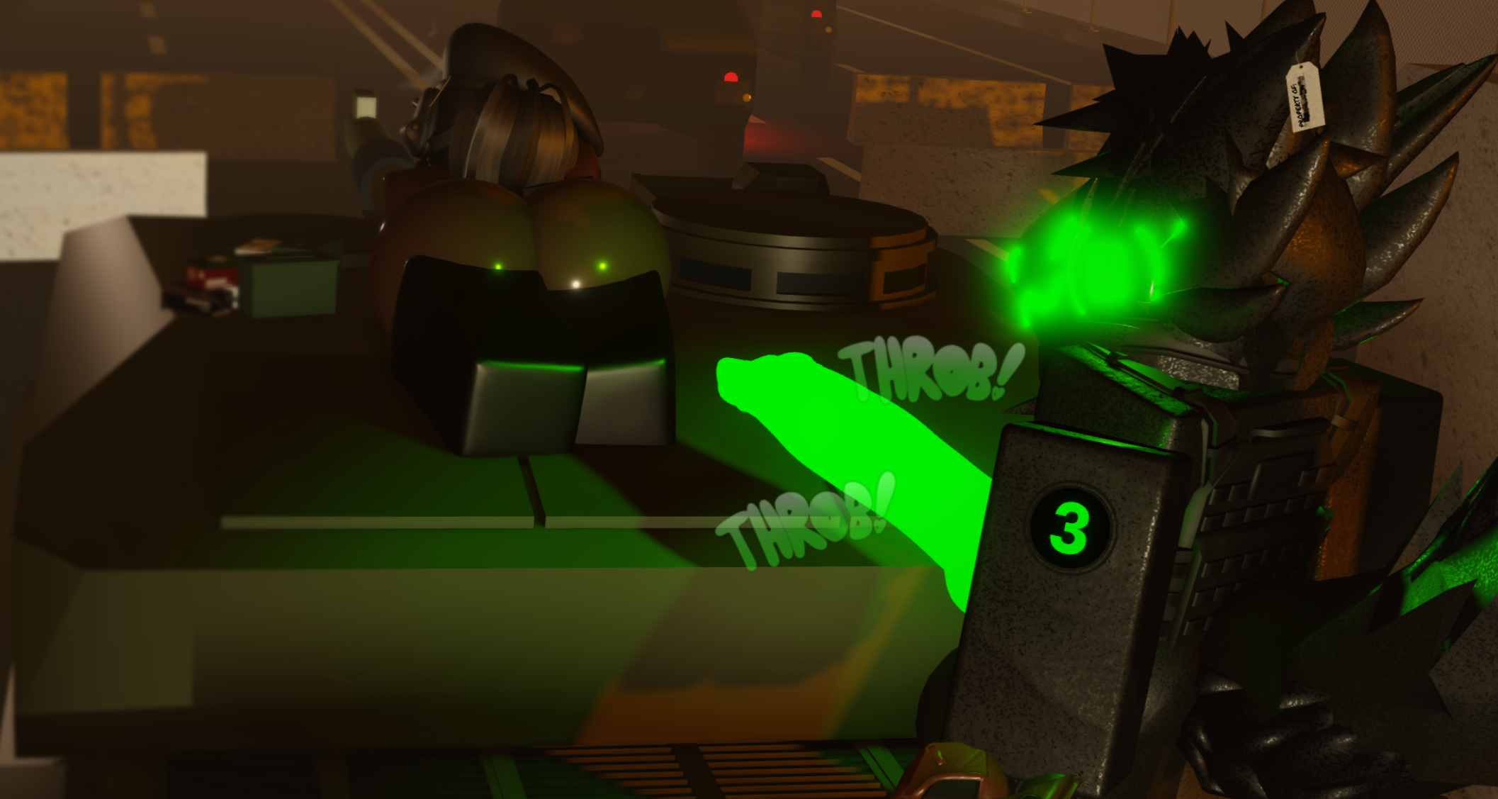 1boy, 1girls, 3d, ass, big ass, big penis, comet (cometrr34), cometrr34, dark-skinned female, knot, onomatopoeia, outdoors, protogen, roblox, roblox game, robloxian, self upload, tagme, those who remain