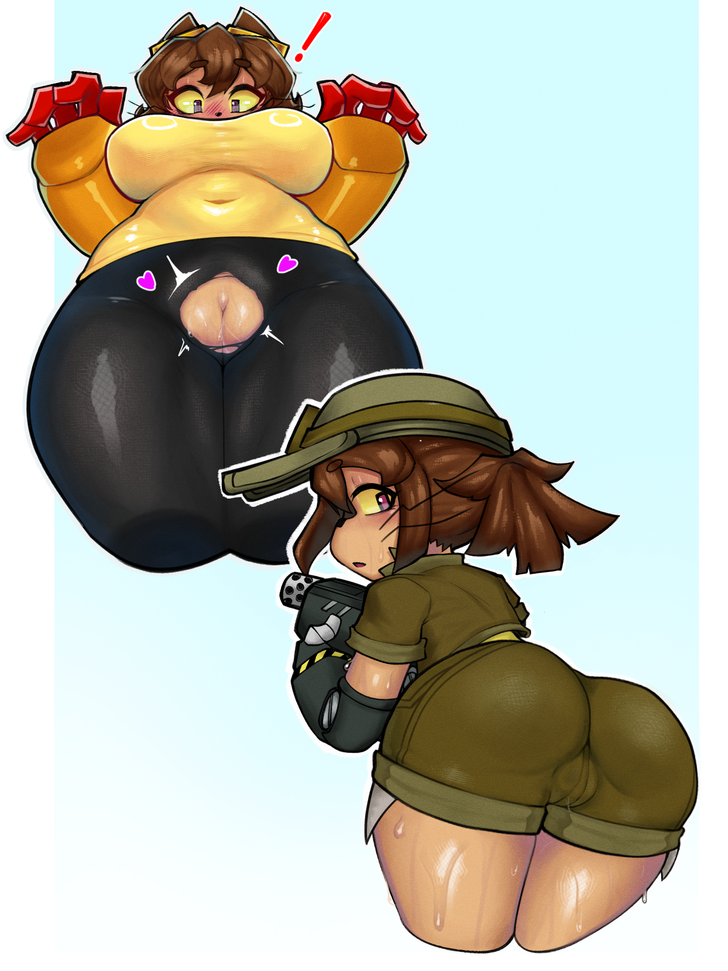 anthro, ass, cat ears, denva9, female, female only, gameoverse, gun, kit (gameoverse), pussy, solo