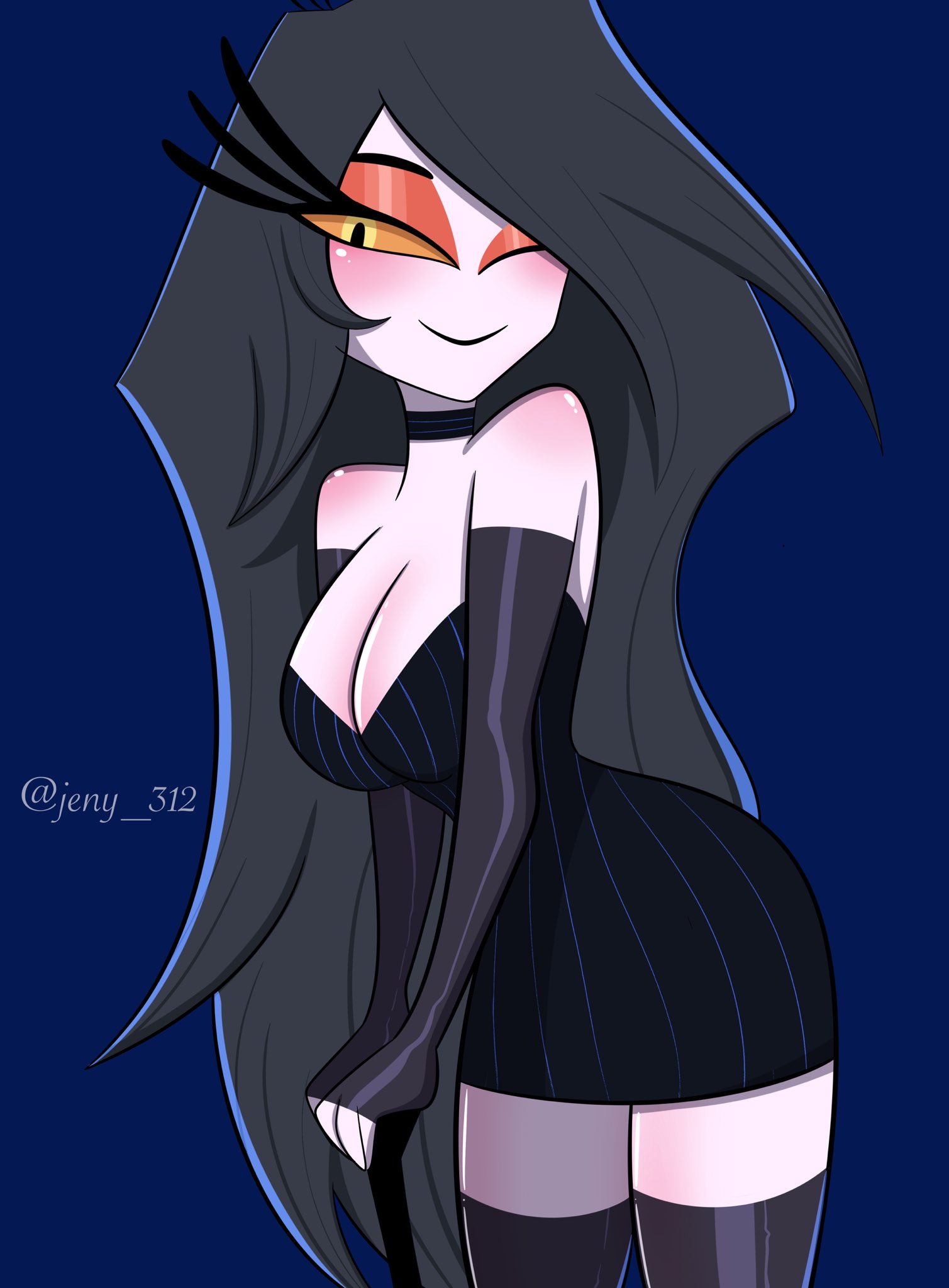 1girl, 1girls, amazon prime, clothed, demon girl, female, female focus, female only, female solo, hazbin hotel, hazbin hotel (season 2), hellaverse, jeny 312, salina (hazbin hotel), solo, solo female, solo focus, spindlehorse toons, twitter, vivienne medrano, vivziepop