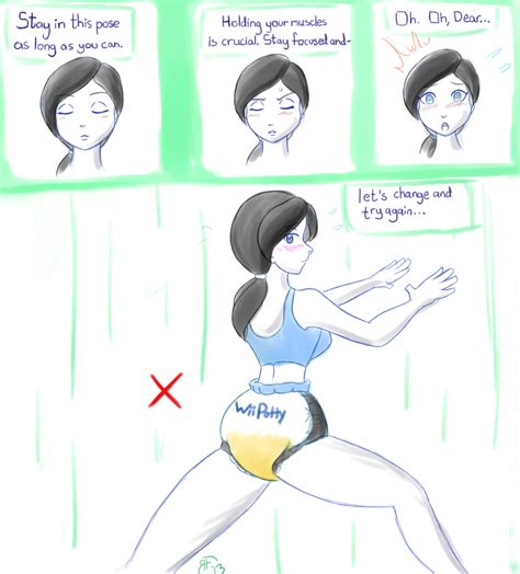 1girls accident comic diaper female female_only nintendo pee_stain rfswitched solo wet_diaper wet_spot wii_fit wii_fit_trainer