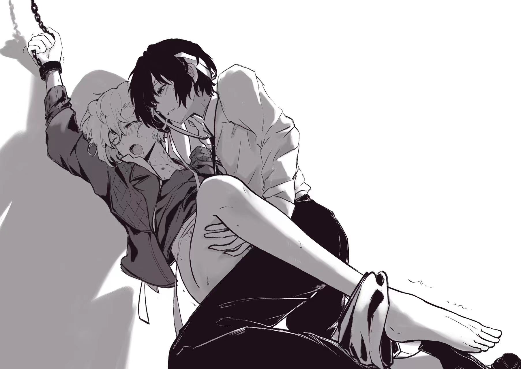 bungo stray dogs, chuuya nakahara, dazai osamu, handcuffed, male, male only, september9876, tagme