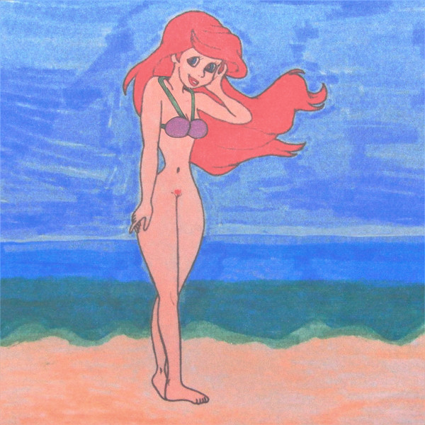 ariel beach bikini_top breasts chuck_wagen disney disney_princess hairy_pussy naked naked_female nipples nude nude_female on_beach paper_(artwork) pin-up pin_up purple_bra pussy pussy_hair swimsuit swimwear tagme the_little_mermaid